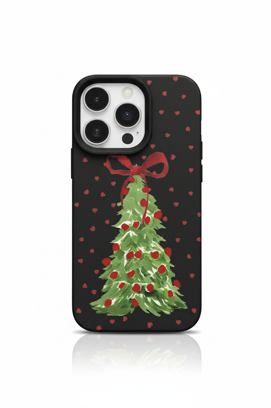 Capa Red Heart Christmas Tree Shockproof para iPhone – Design Natal Vermelho Coração - Horiginex