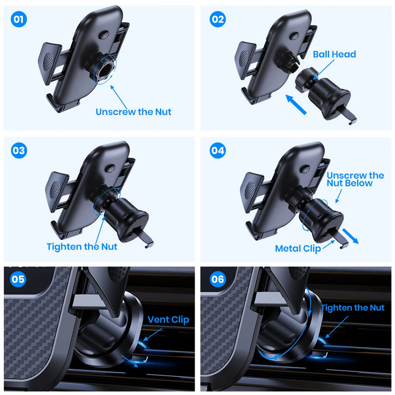 Suporte para Celular de Carro, TOPK com Trava Automática, Universal, com Clipe Gancho para Saída de Ar, Compatível com iPhone e Samsung