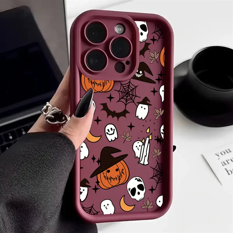Capa de Celular com Elementos Fofos de Halloween para iPhone 17 Air 16 15 14 Plus 13 11 12 Pro Max 15 Capa de Proteção Funda Coque