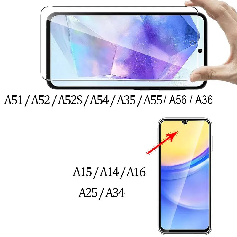 Película 9H de Vidro Temperado para Samsung Galaxy Série A (A14 até A56)