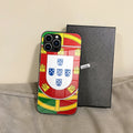Capa de Telemóvel com Bandeira de Portugal – Vidro Temperado para iPhone 16 Pro Max, 15, 14 Plus, 13, 12 Mini, 11 e Samsung S24/S23 – Capa Preta Resistente