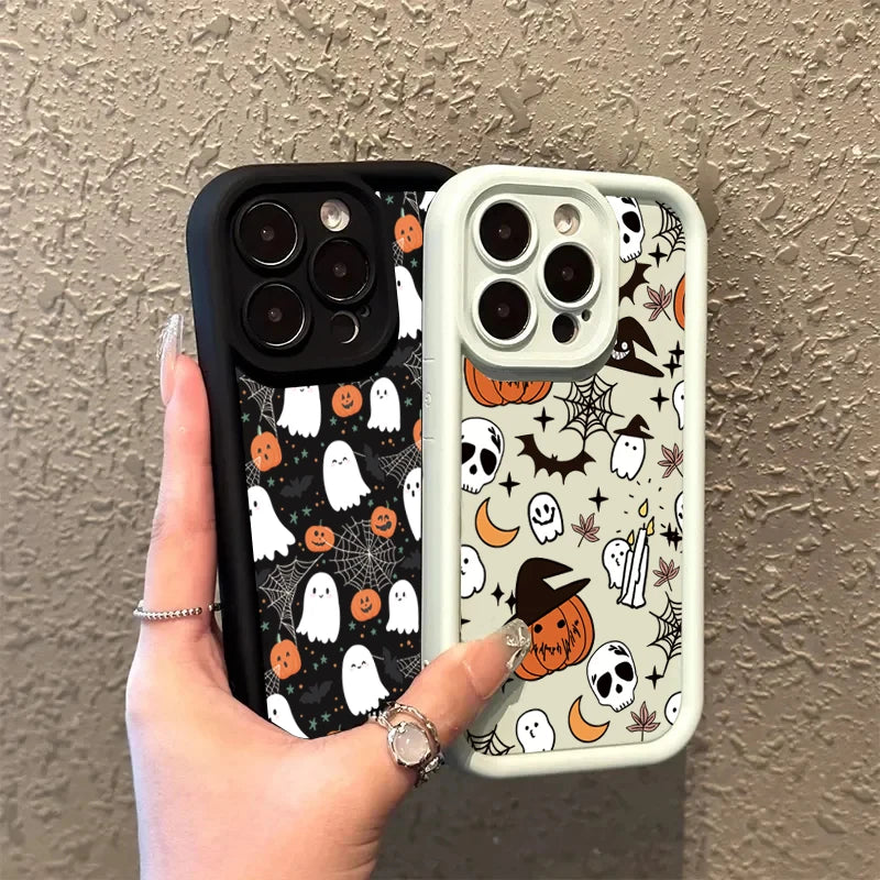 Capa de Celular com Elementos Fofos de Halloween para iPhone 17 Air 16 15 14 Plus 13 11 12 Pro Max 15 Capa de Proteção Funda Coque