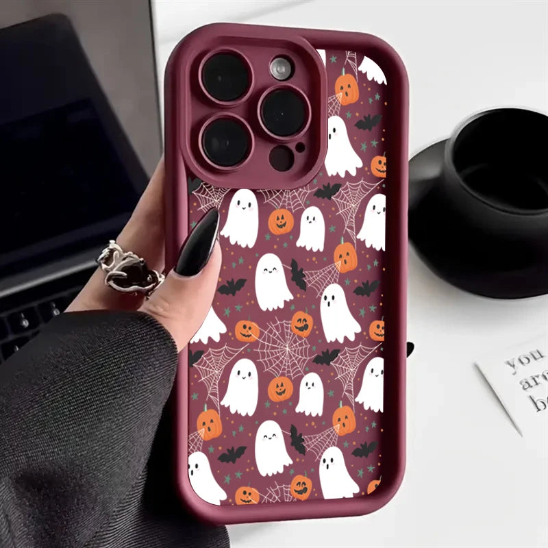 Capa de Celular com Elementos Fofos de Halloween para iPhone 17 Air 16 15 14 Plus 13 11 12 Pro Max 15 Capa de Proteção Funda Coque