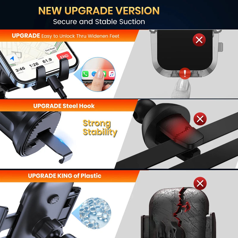 Suporte para Celular de Carro, TOPK com Trava Automática, Universal, com Clipe Gancho para Saída de Ar, Compatível com iPhone e Samsung