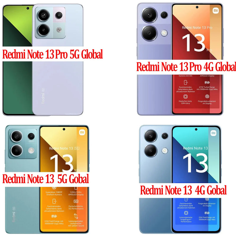 Película de Vidro Temperado Frontal para Xiaomi Redmi Note 10 / 11 / 12 / 13 / Pro / 5G + Filme de Proteção da Câmera