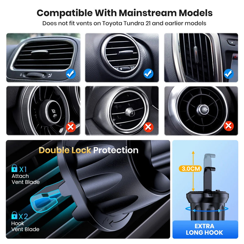 Suporte para Celular de Carro, TOPK com Trava Automática, Universal, com Clipe Gancho para Saída de Ar, Compatível com iPhone e Samsung