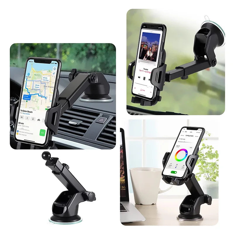 Suporte 3 em 1 para Carro — Para Painel, Para-brisa e Saída de Ar — Acessório Universal para Celular, Compatível com Todos os iPhones