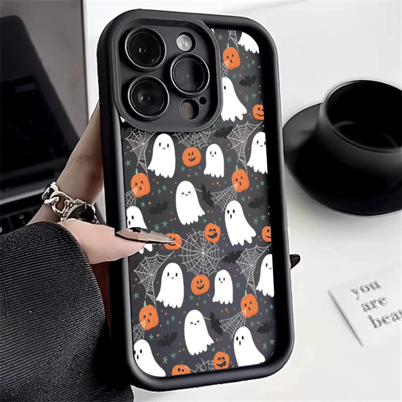 Capa de Celular com Elementos Fofos de Halloween para iPhone 17 Air 16 15 14 Plus 13 11 12 Pro Max 15 Capa de Proteção Funda Coque