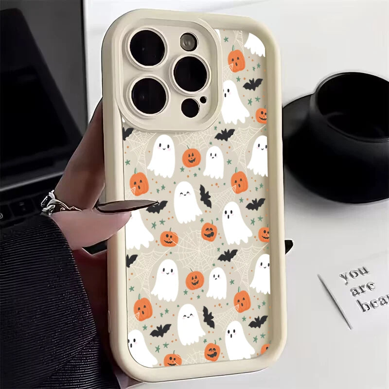 Capa de Celular com Elementos Fofos de Halloween para iPhone 17 Air 16 15 14 Plus 13 11 12 Pro Max 15 Capa de Proteção Funda Coque