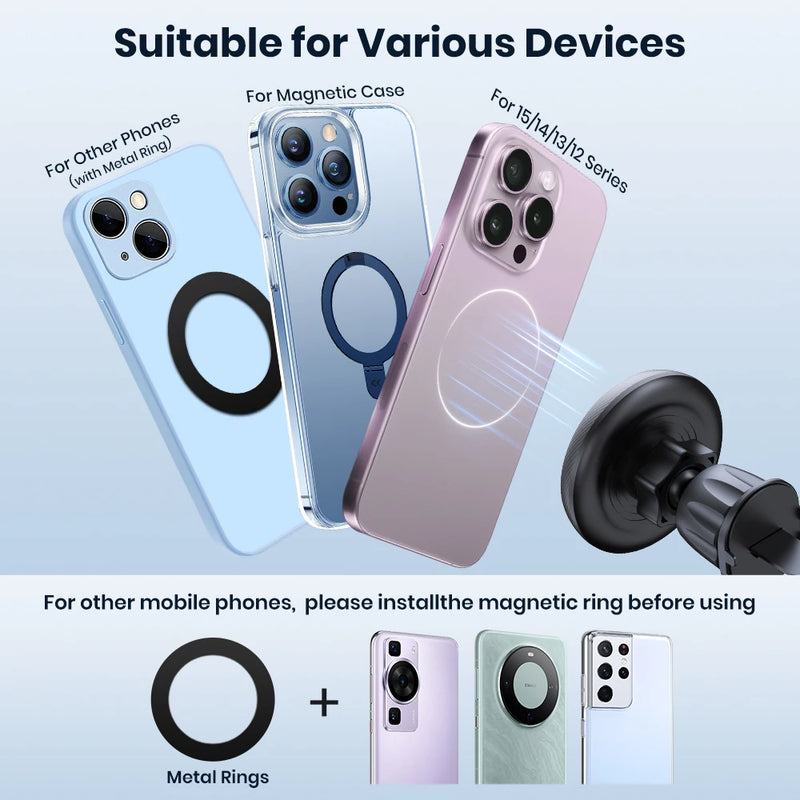 Suporte para Celular TOPK com Magsafe — Ímã Potente, Qualidade Premium, Fácil de Usar com Uma Mão — Gancho Metálico Magnético para Carro
