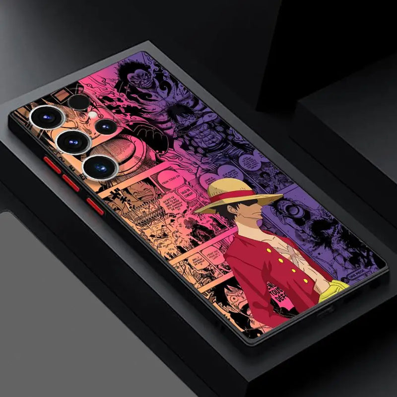 Capa Anime One Piece para Samsung Galaxy S9 a S25 Ultra – Estilo Antichoque & Design Luffy/Zoro