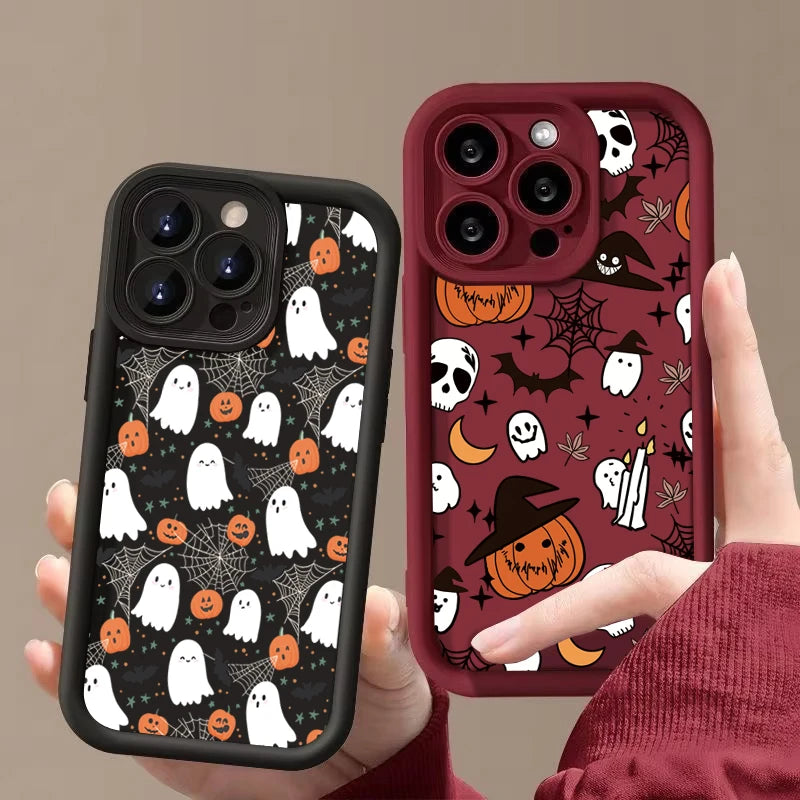 Capa de Celular com Elementos Fofos de Halloween para iPhone 17 Air 16 15 14 Plus 13 11 12 Pro Max 15 Capa de Proteção Funda Coque