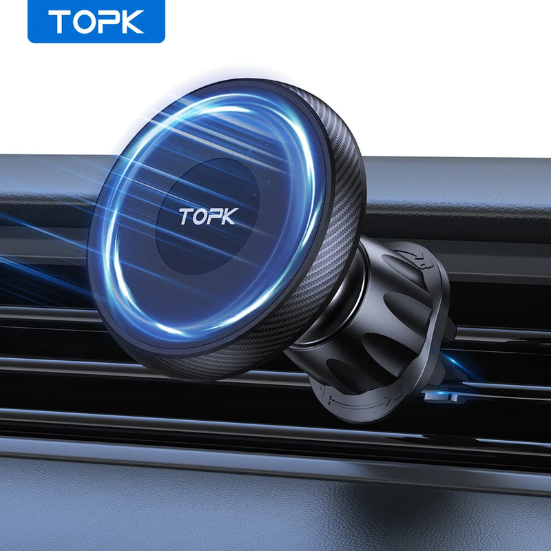 Suporte para Celular TOPK com Magsafe — Ímã Potente, Qualidade Premium, Fácil de Usar com Uma Mão — Gancho Metálico Magnético para Carro