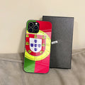 Capa de Telemóvel com Bandeira de Portugal – Vidro Temperado para iPhone 16 Pro Max, 15, 14 Plus, 13, 12 Mini, 11 e Samsung S24/S23 – Capa Preta Resistente