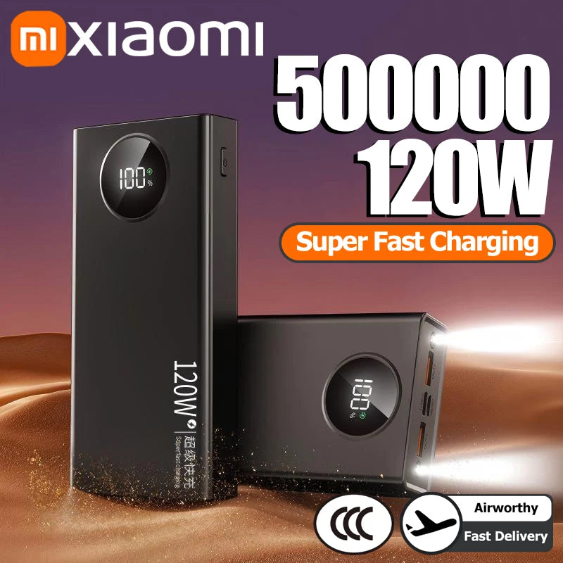 Xiaomi Power Bank 50.000mAh, Carregamento Rápido 120W, Bateria Portátil de Alta Capacidade para iPhone, Samsung, Huawei