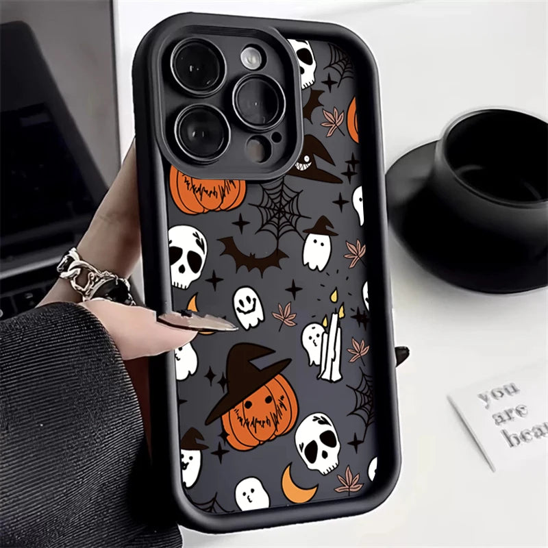 Capa de Celular com Elementos Fofos de Halloween para iPhone 17 Air 16 15 14 Plus 13 11 12 Pro Max 15 Capa de Proteção Funda Coque
