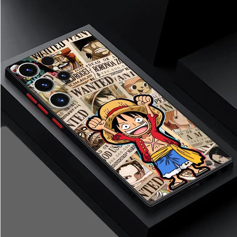 Capa Anime One Piece para Samsung Galaxy S9 a S25 Ultra – Estilo Antichoque & Design Luffy/Zoro