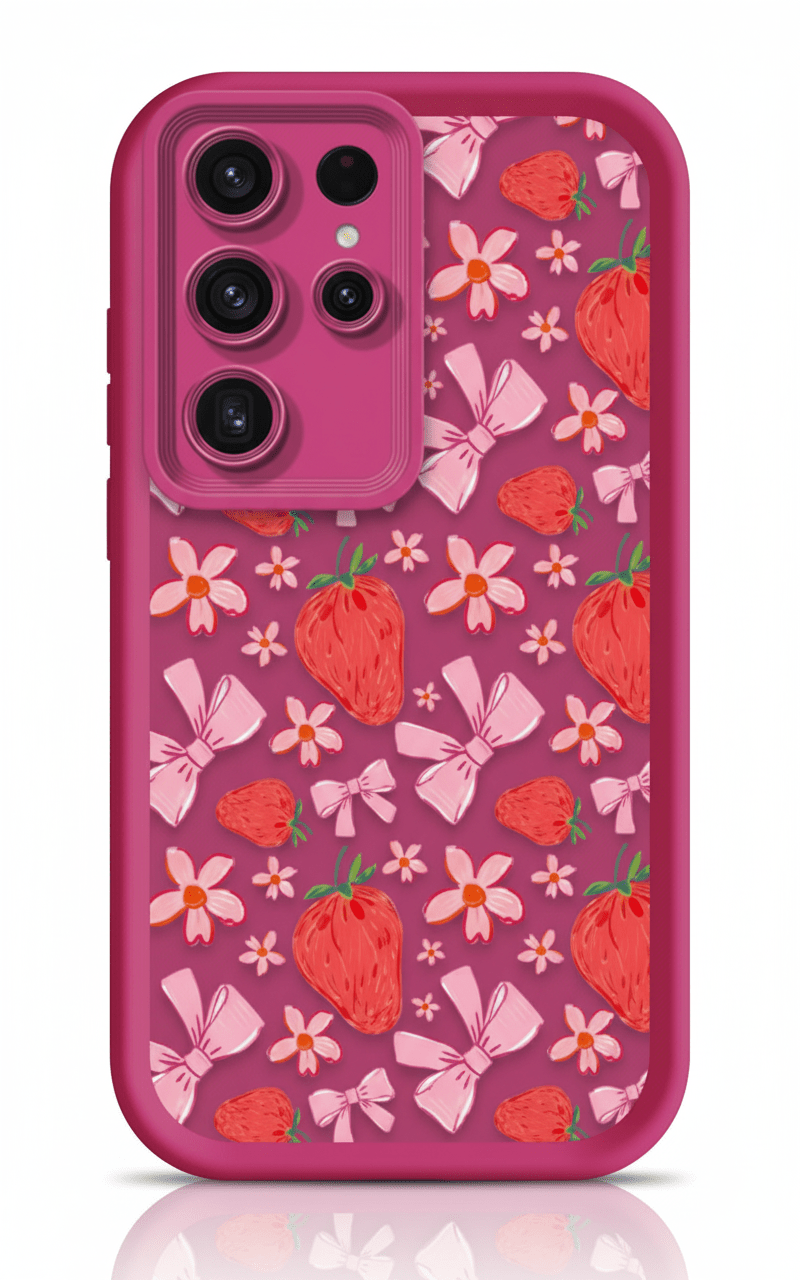 Capa Cartoon Morango com Laço para Samsung Galaxy - Horiginex - Horiginex