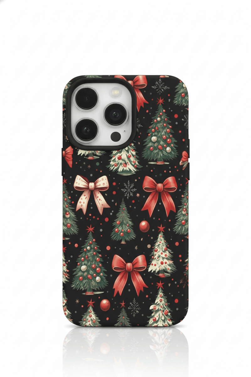 Capa de Natal Vermelha com Luzes em Forma de Bola e Textura de Lichia para iPhone - Horiginex