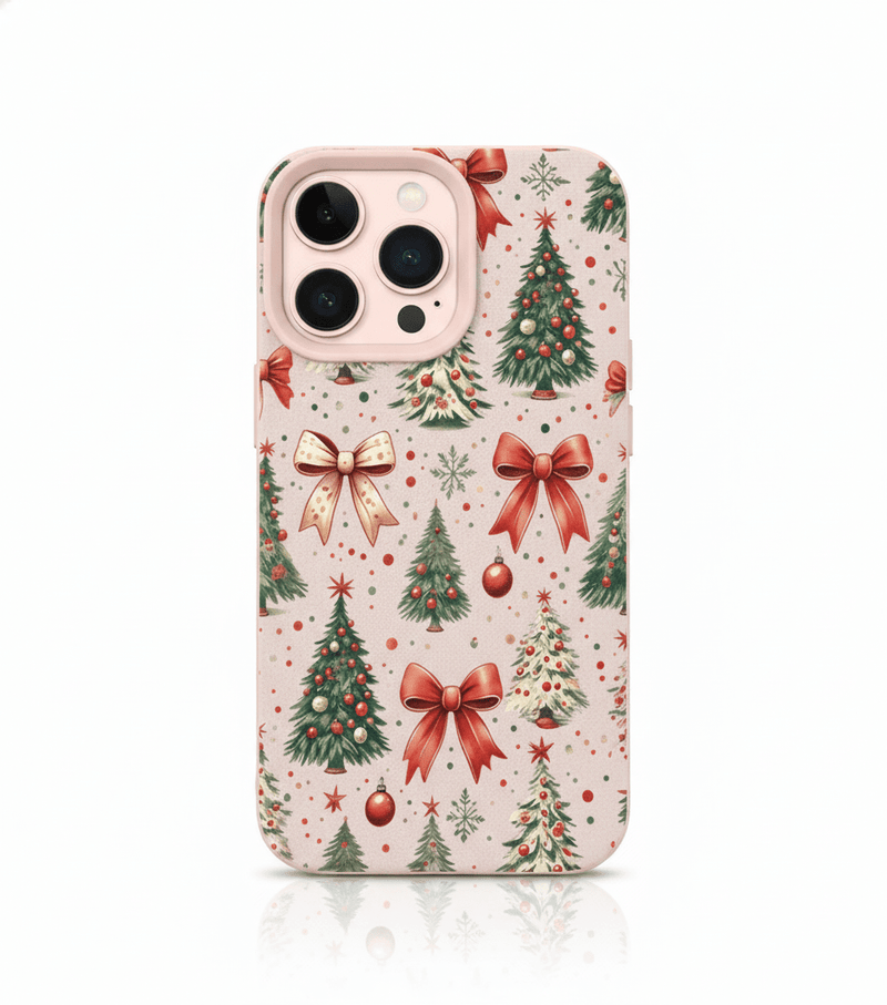 Capa de Natal Vermelha com Luzes em Forma de Bola e Textura de Lichia para iPhone - Horiginex