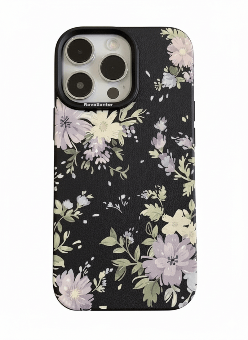 Capa de Silicone Roxa com Padrão de Folhas e Textura Lichia para iPhone - Horiginex - Horiginex