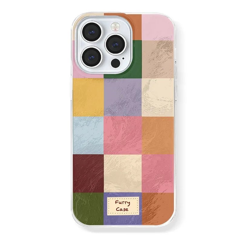 Capa de Telemóvel Dopamina Colorida Xadrez para iPhone – Silicone Feminino - Horiginex