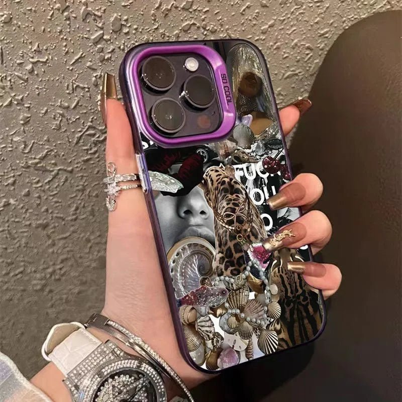Capa de Telemóvel Estampada Leopard & Lábios Laser IMD para iPhone - Horiginex
