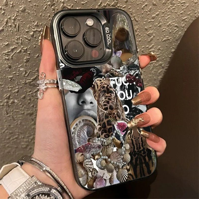 Capa de Telemóvel Estampada Leopard & Lábios Laser IMD para iPhone - Horiginex