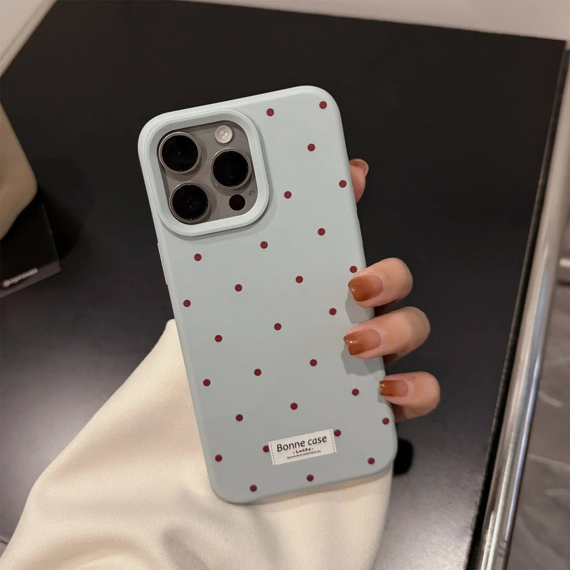 Capa de Telemóvel Germini Signo | Korean INS Minimalista com Bolinhas para iPhone 11 a 17 - Horiginex