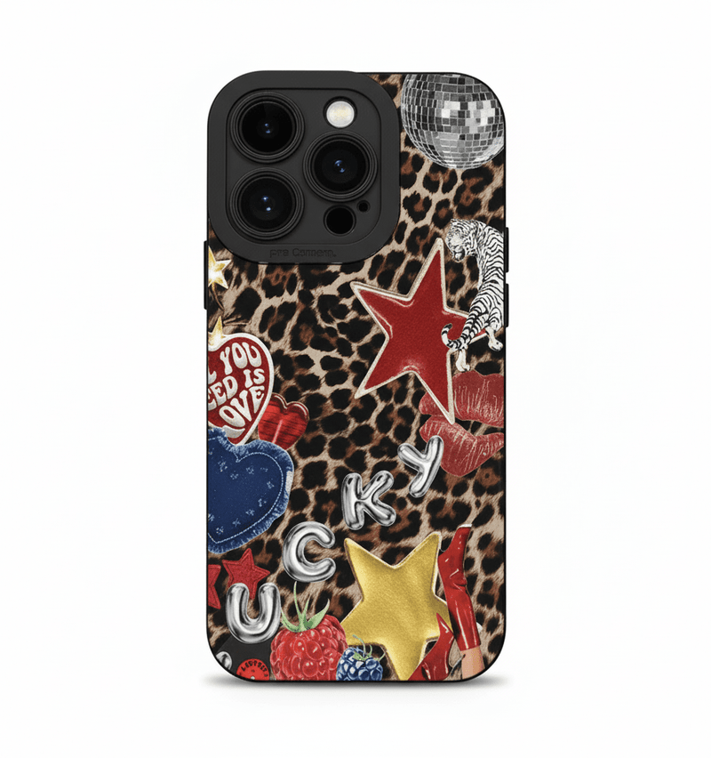 Capa de Telemóvel Leopardo Vintage com Estrelas para iPhone - Horiginex