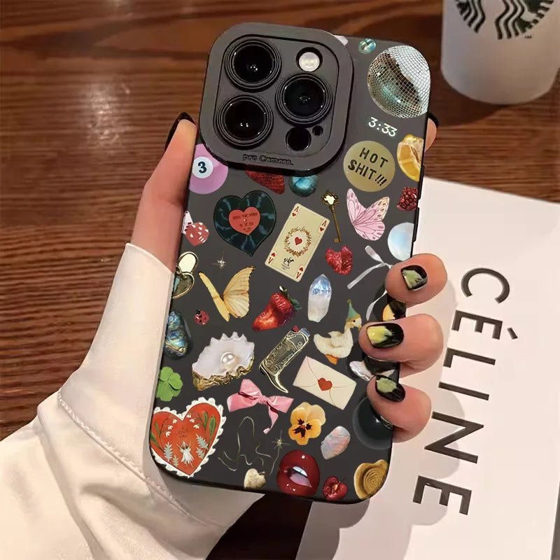 Capa de Telemóvel Olho Místico Estilo Colagem Preta para iPhone - Horiginex