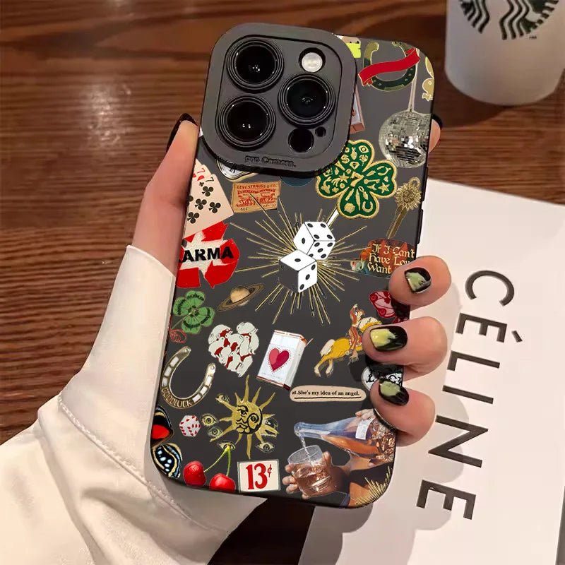 Capa de Telemóvel Olho Místico Estilo Colagem Preta para iPhone - Horiginex