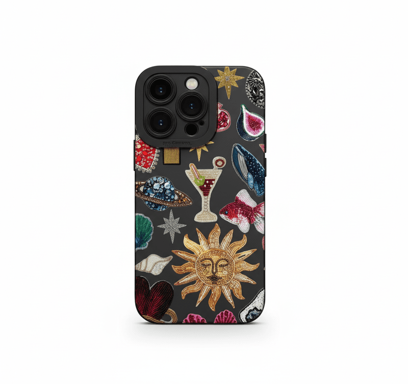 Capa de Telemóvel Olho Místico Estilo Colagem Preta para iPhone - Horiginex