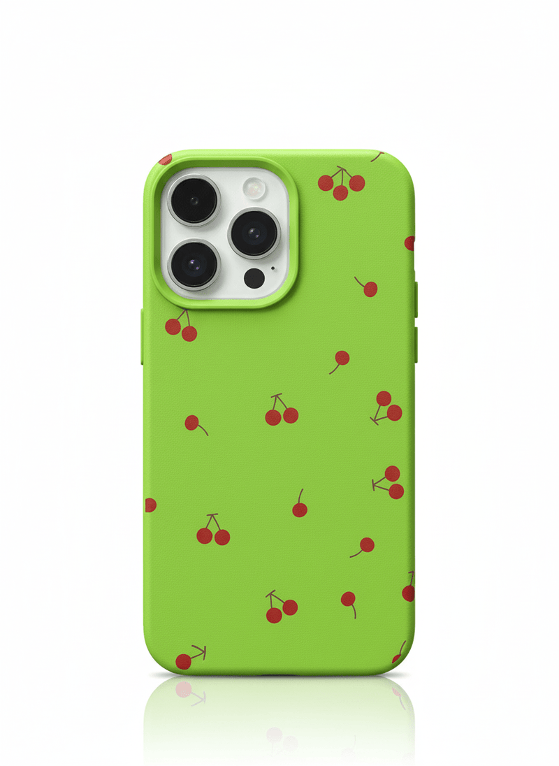 Capa Fofa de Silicone para iPhone Tema de Cereja e Lichia, Proteção Antiqueda - Horiginex