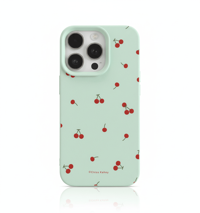 Capa Fofa de Silicone para iPhone Tema de Cereja e Lichia, Proteção Antiqueda - Horiginex