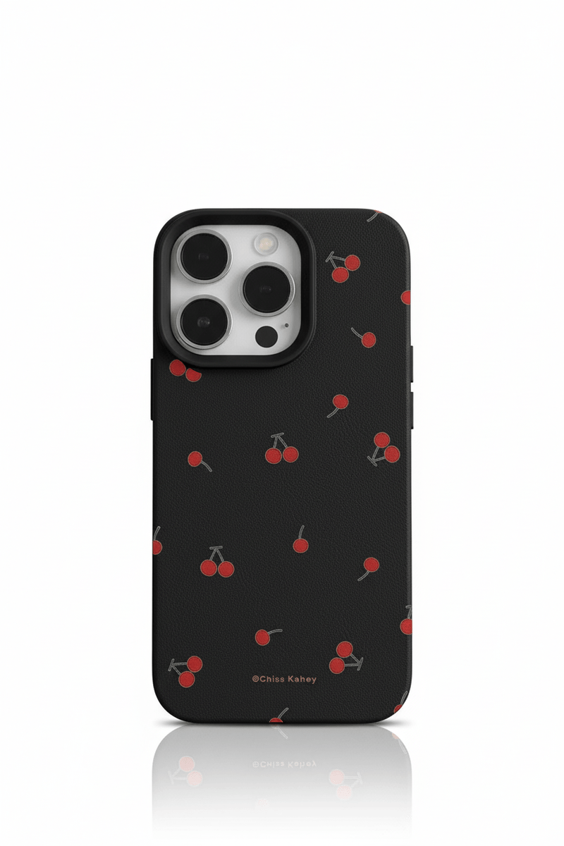 Capa Fofa de Silicone para iPhone Tema de Cereja e Lichia, Proteção Antiqueda - Horiginex