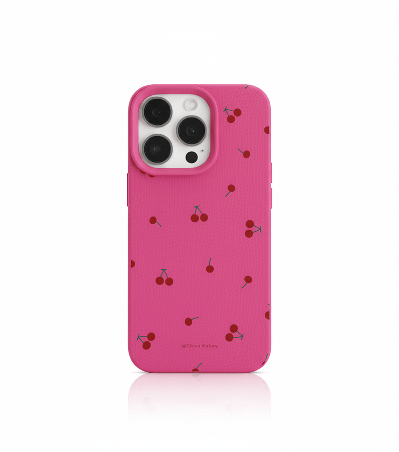 Capa Fofa de Silicone para iPhone Tema de Cereja e Lichia, Proteção Antiqueda - Horiginex