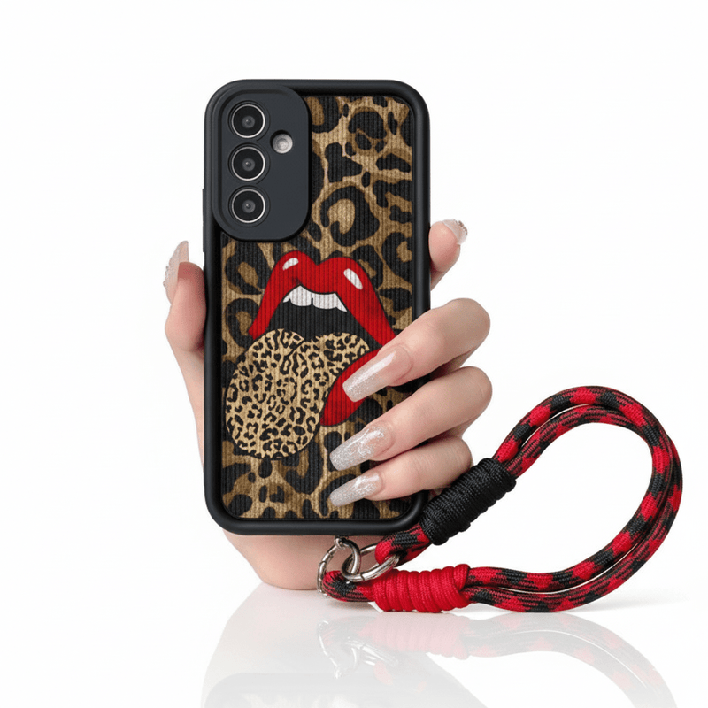 Capa Leopardo e Lábios Vermelhos com Corrente para Samsung Luxo e Proteção - Horiginex - Horiginex