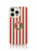 Capa Natal Vermelha com Guirlanda e Textura Lychee para iPhone - Horiginex
