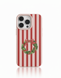 Capa Natal Vermelha com Guirlanda e Textura Lychee para iPhone - Horiginex