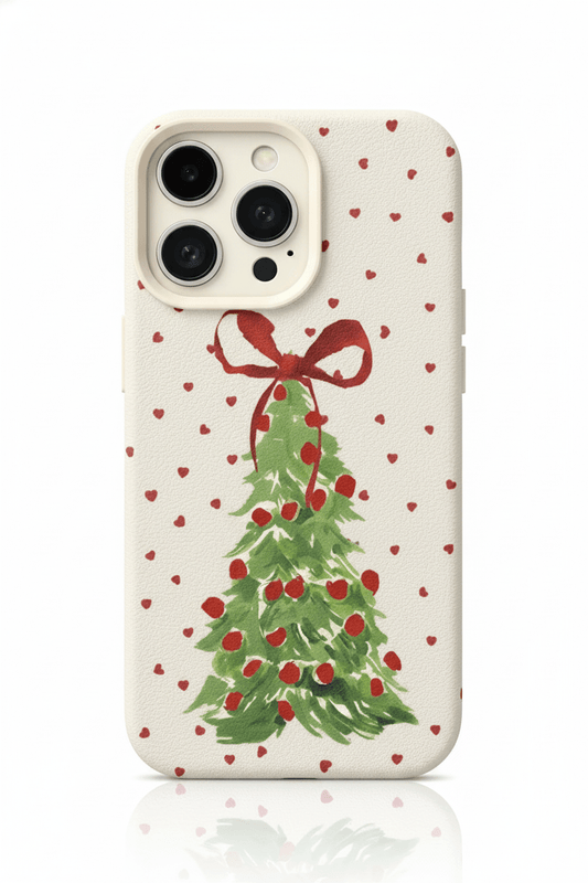 Capa Red Heart Christmas Tree Shockproof para iPhone – Design Natal Vermelho Coração - Horiginex