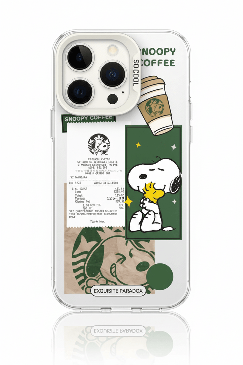 Capa Snoopy Starbucks Café para iPhone Estilo Y2K Rígida - Horiginex - Horiginex