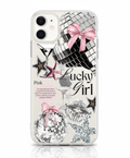 Capa Transparente Rosa com Laço e Disco Ball para iPhone – Estilo Lucky Girl - Horiginex